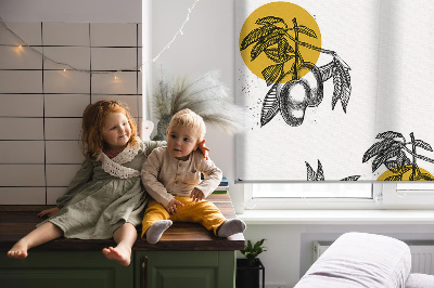 Rolgordijn voor het raam Fruit en gele cirkels