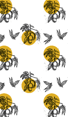 Rolgordijn voor het raam Fruit en gele cirkels