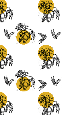 Rolgordijn voor het raam Fruit en gele cirkels