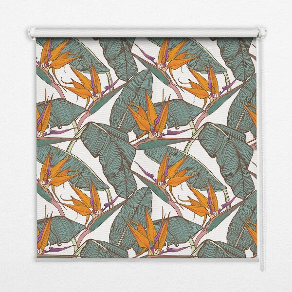 Rolgordijn voor het raam Groene bladeren