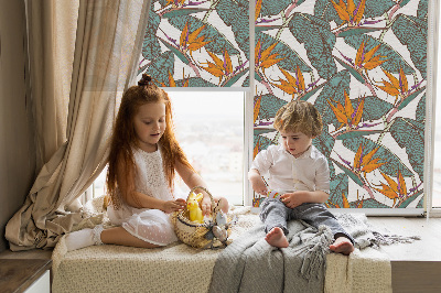 Rolgordijn voor het raam Groene bladeren