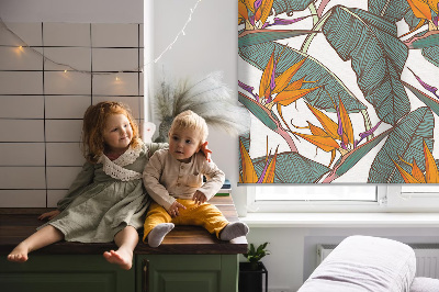 Rolgordijn voor het raam Groene bladeren