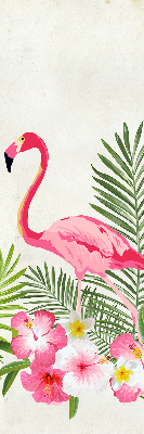 Rolgordijn voor het raam Flamingo's bij de bladeren