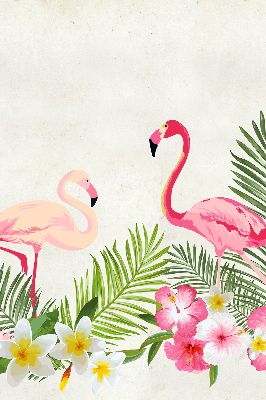 Rolgordijn voor het raam Flamingo's bij de bladeren