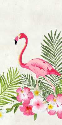 Rolgordijn voor het raam Flamingo's bij de bladeren