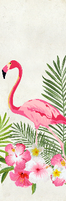 Rolgordijn voor het raam Flamingo's bij de bladeren