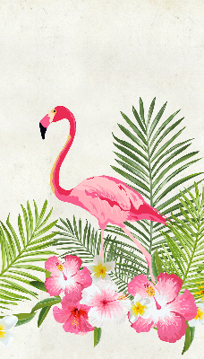 Rolgordijn voor het raam Flamingo's bij de bladeren