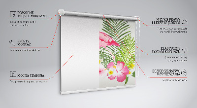 Rolgordijn voor het raam Flamingo's bij de bladeren