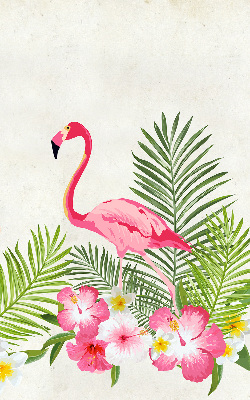 Rolgordijn voor het raam Flamingo's bij de bladeren