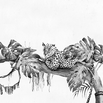 Rolgordijn voor het raam Getekende cheeta's op een tak