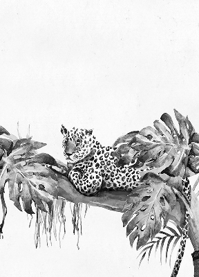 Rolgordijn voor het raam Getekende cheeta's op een tak