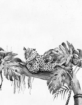 Rolgordijn voor het raam Getekende cheeta's op een tak