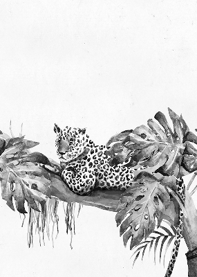 Rolgordijn voor het raam Getekende cheeta's op een tak