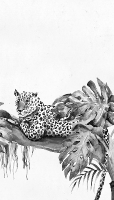 Rolgordijn voor het raam Getekende cheeta's op een tak