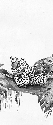 Rolgordijn voor het raam Getekende cheeta's op een tak