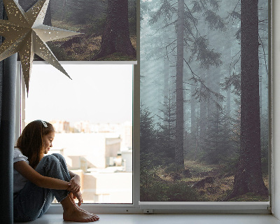 Rolgordijn voor het raam Bos 's nachts