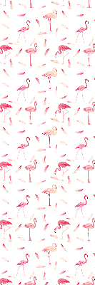 Rolgordijn voor het raam Flamingo's en hun veren
