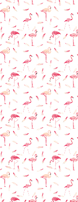 Rolgordijn voor het raam Flamingo's en hun veren