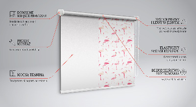 Rolgordijn voor het raam Flamingo's en hun veren