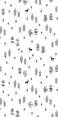 Rolgordijn voor het raam Getekende bomen en herten