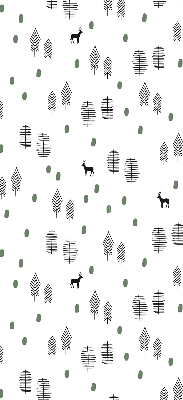 Rolgordijn voor het raam Getekende bomen en herten