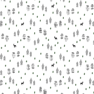 Rolgordijn voor het raam Getekende bomen en herten