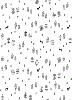 Rolgordijn voor het raam Getekende bomen en herten