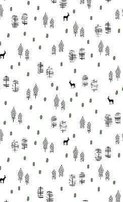 Rolgordijn voor het raam Getekende bomen en herten