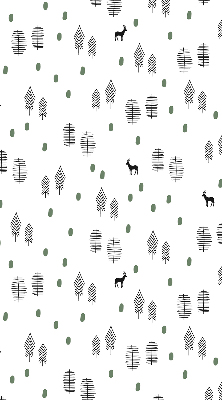 Rolgordijn voor het raam Getekende bomen en herten