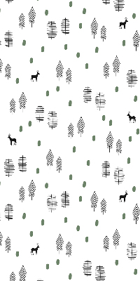 Rolgordijn voor het raam Getekende bomen en herten