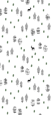 Rolgordijn voor het raam Getekende bomen en herten