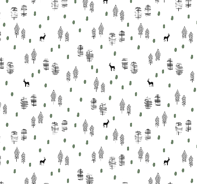 Rolgordijn voor het raam Getekende bomen en herten