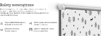 Rolgordijn voor het raam Getekende bomen en herten