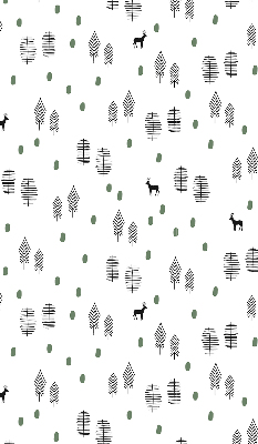 Rolgordijn voor het raam Getekende bomen en herten