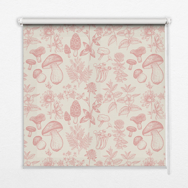 Rolgordijn voor het raam Getekende paddenstoelen