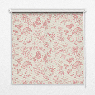 Rolgordijn voor het raam Getekende paddenstoelen