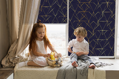 Rolgordijn voor het raam Gele lijnen verbonden tot driehoeken