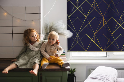 Rolgordijn voor het raam Gele lijnen verbonden tot driehoeken