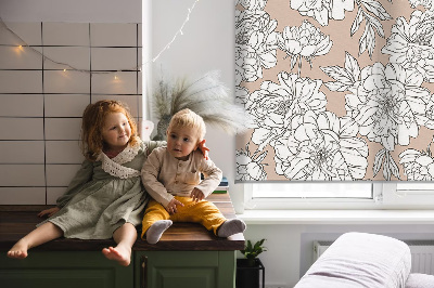 Rolgordijn verduisterend Getekende bloemen