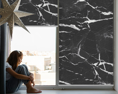 Rolgordijn voor het raam Zwart marmer