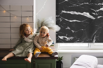 Rolgordijn voor het raam Zwart marmer