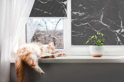 Rolgordijn voor het raam Zwart marmer