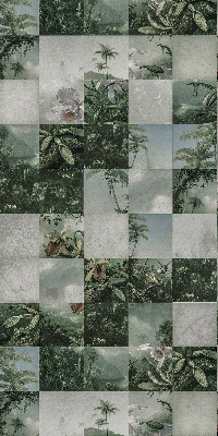 Rolgordijn voor het raam betegelde palmbomen