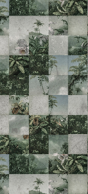 Rolgordijn voor het raam betegelde palmbomen