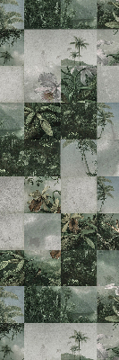 Rolgordijn voor het raam betegelde palmbomen