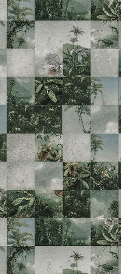 Rolgordijn voor het raam betegelde palmbomen