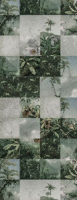 Rolgordijn voor het raam betegelde palmbomen