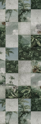 Rolgordijn voor het raam betegelde palmbomen