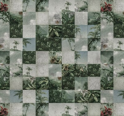 Rolgordijn voor het raam betegelde palmbomen