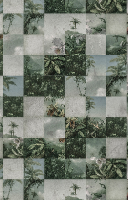 Rolgordijn voor het raam betegelde palmbomen